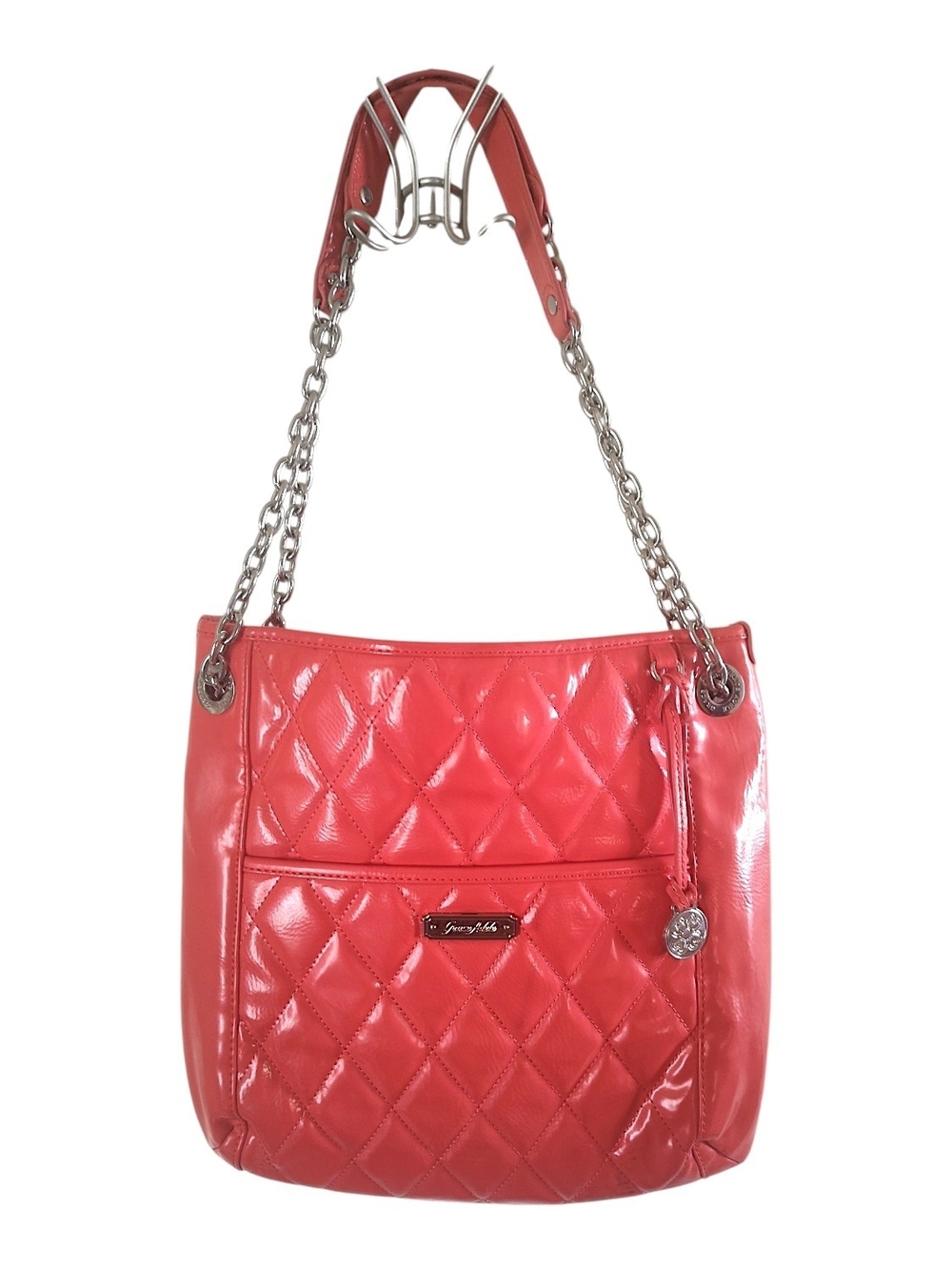 Grace Adele Quilted Alex Orange  Bag with Chain Handles